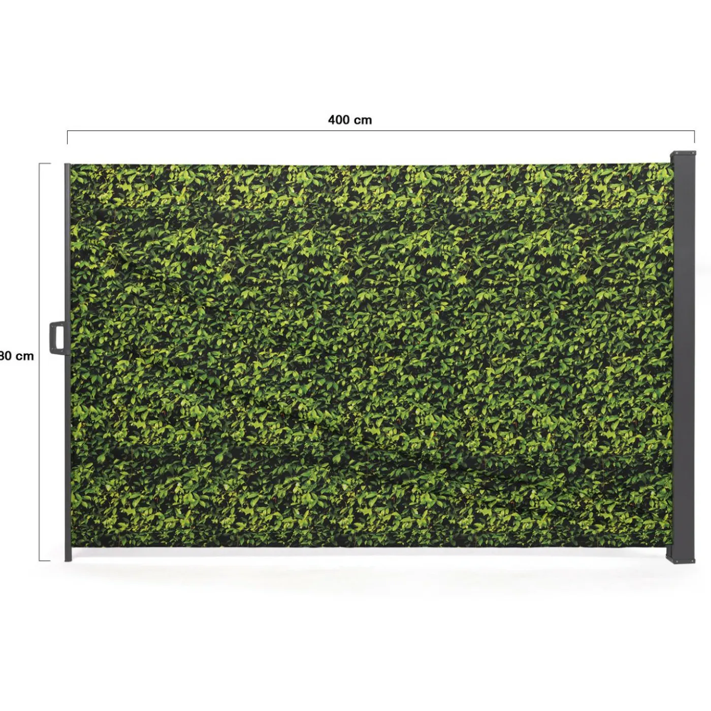 Paravent extérieur rétractable 400x180 cm store latéral motif feuillage