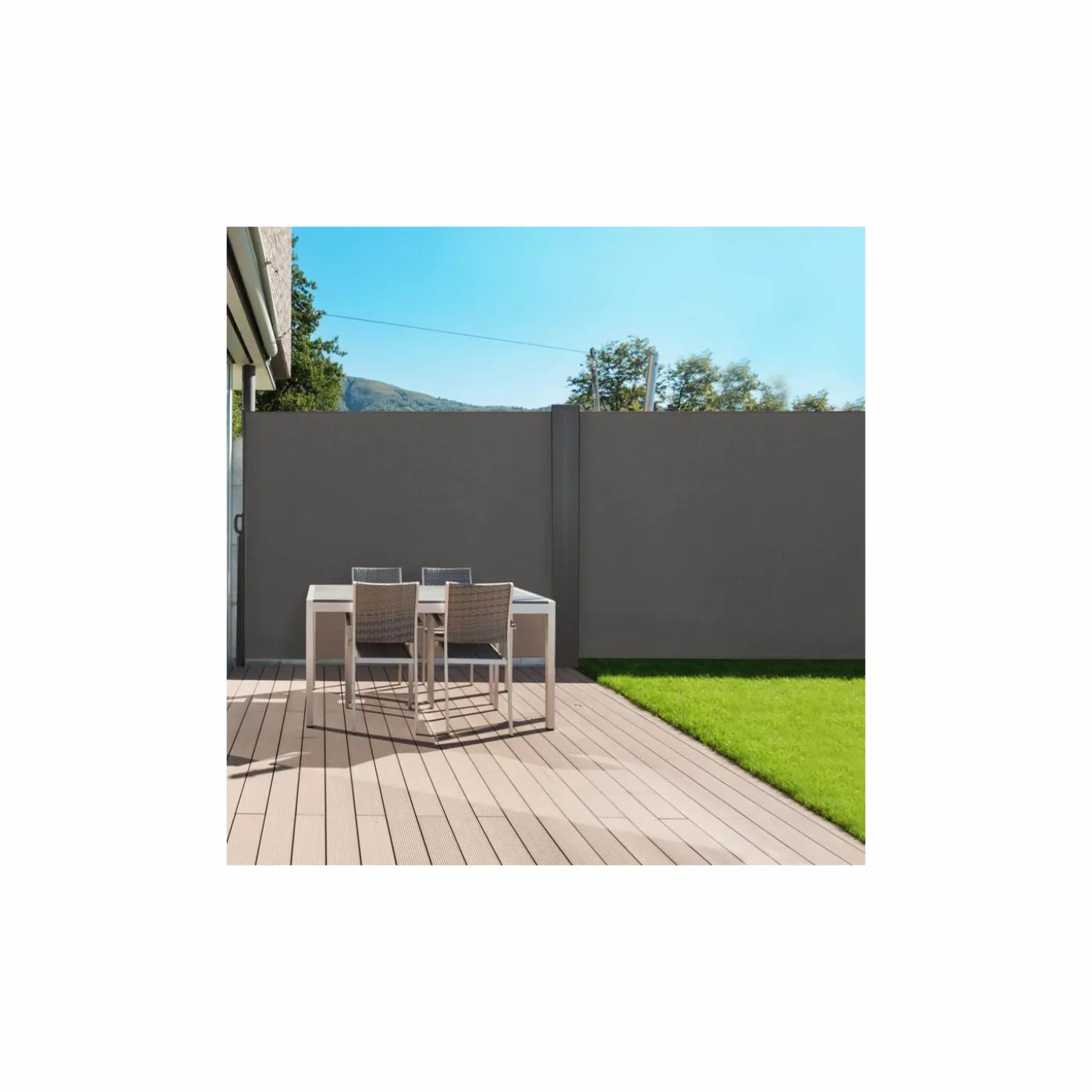 Paravent rétractable double gris anthracite