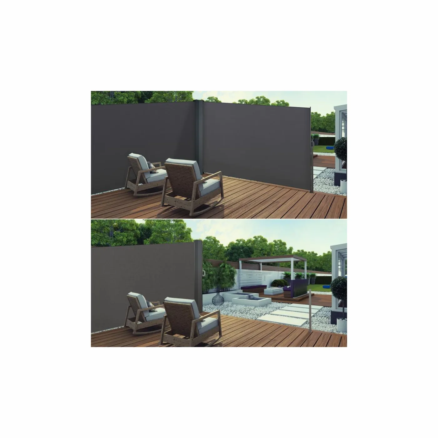 Paravent rétractable double gris anthracite
