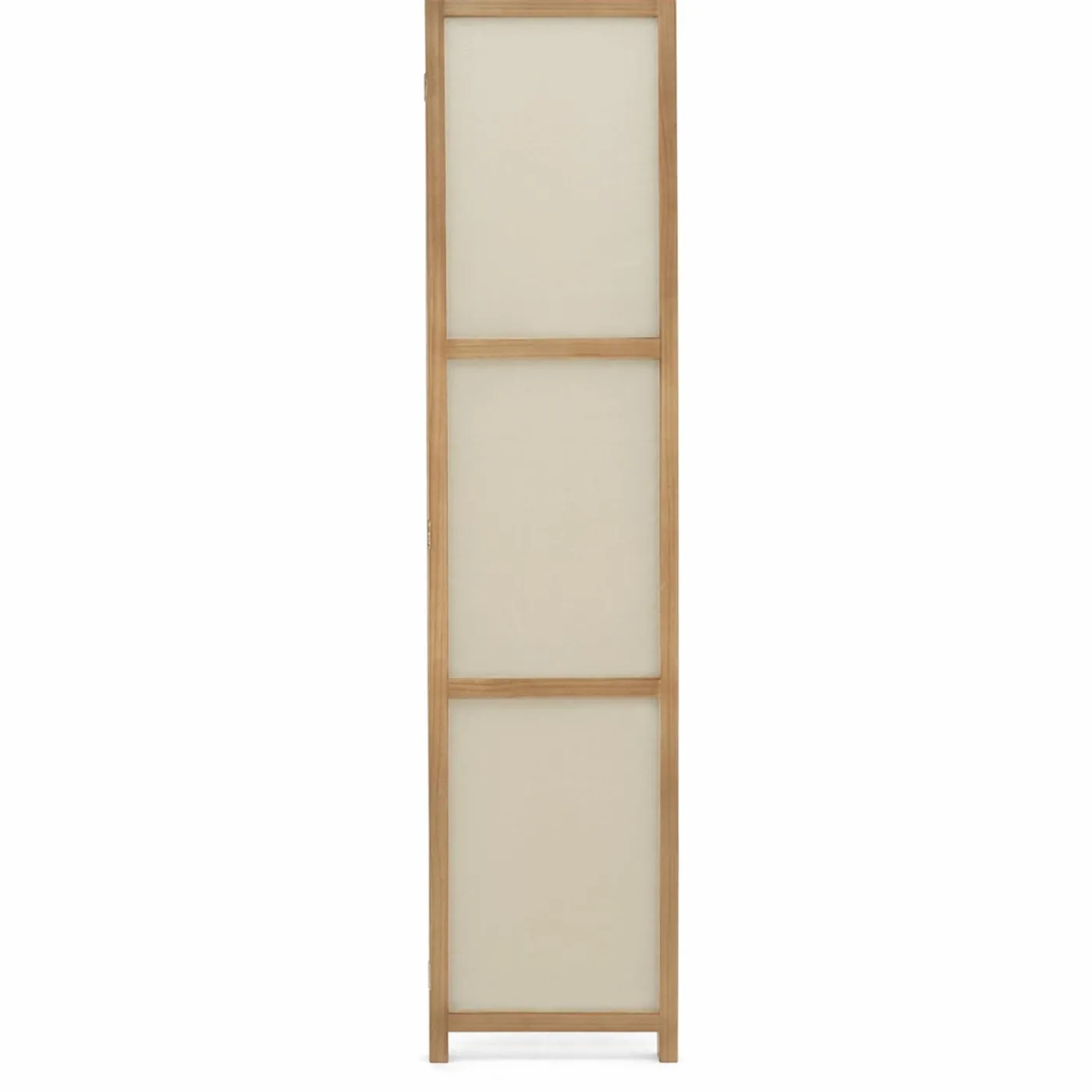 Paravent rétractable intérieur décoratif en bois et tissu beige
