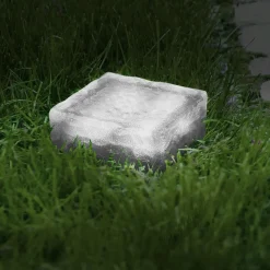 Pavés solaires en verre 4 LEDS blanches éclairage de jardin