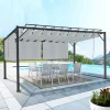 Pergola acier lames orientables 3x4 m avec 4 stores gris clair