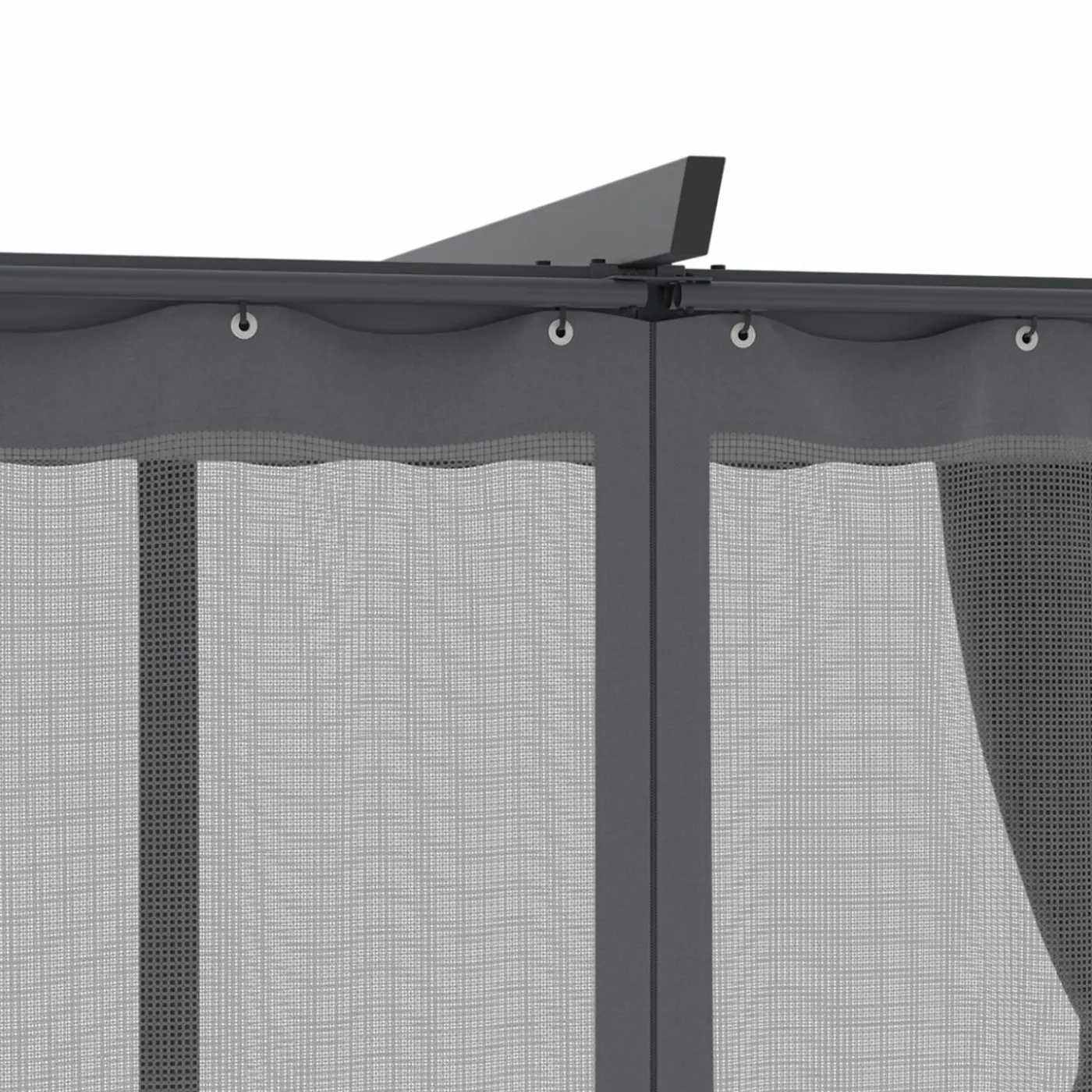 Pergola avec moustiquaire intégrée, toit rétractable et 4 rideaux gris 3x4 m