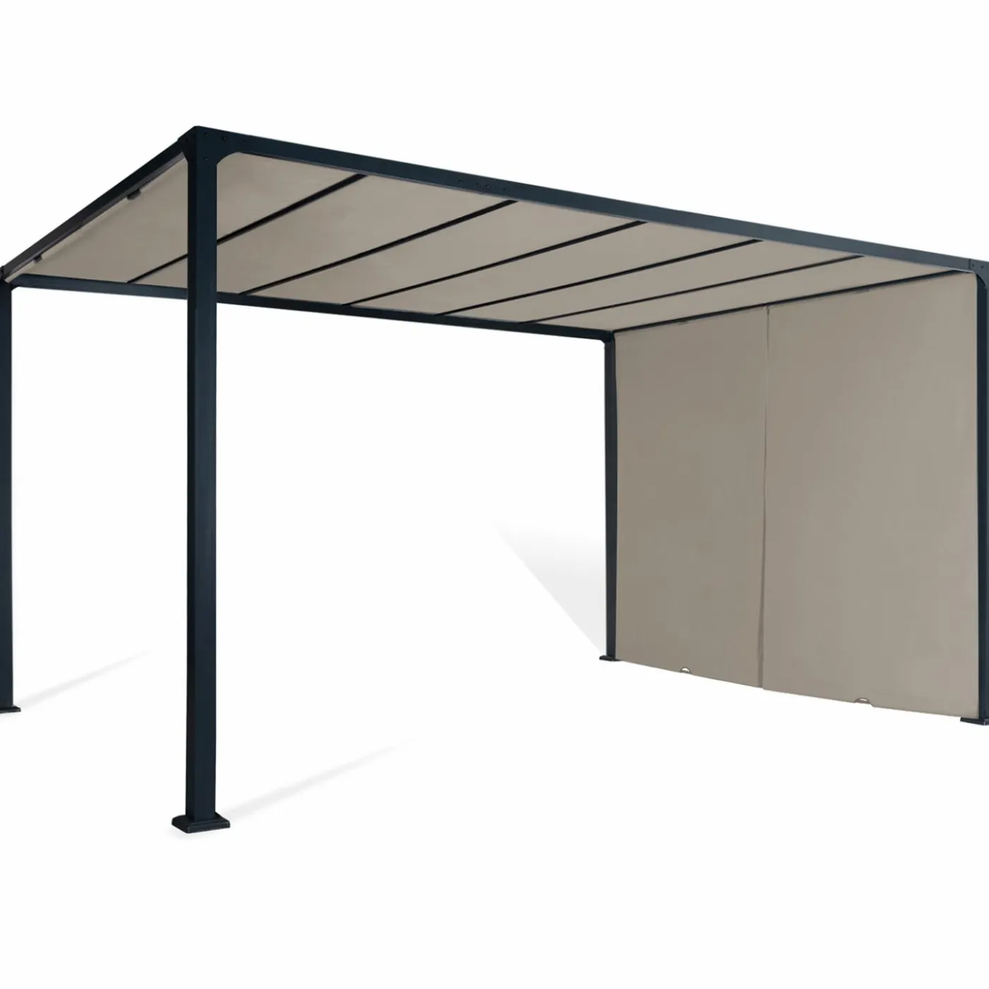 Pergola avec rideaux coulissants taupe 3x4m