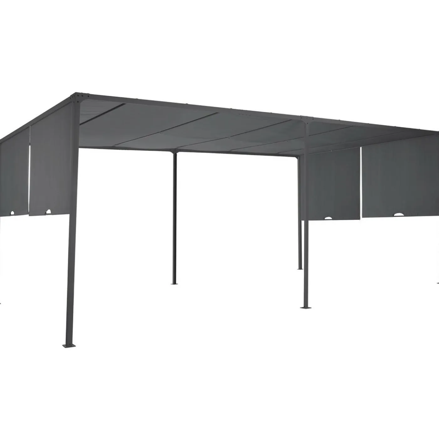 Pergola avec rideaux coulissants gris anthracite 3x6m