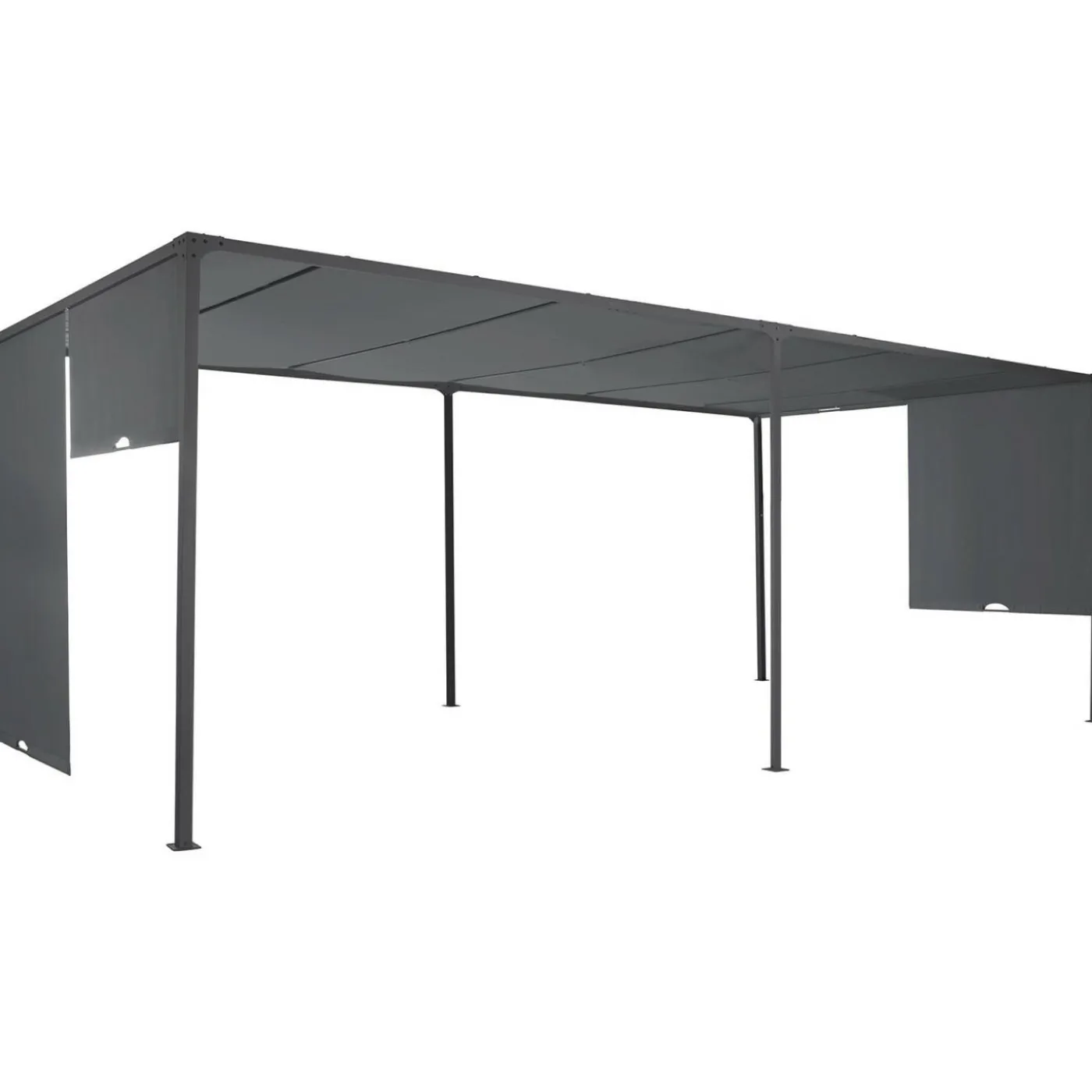 Pergola avec rideaux coulissants gris anthracite 3x6m