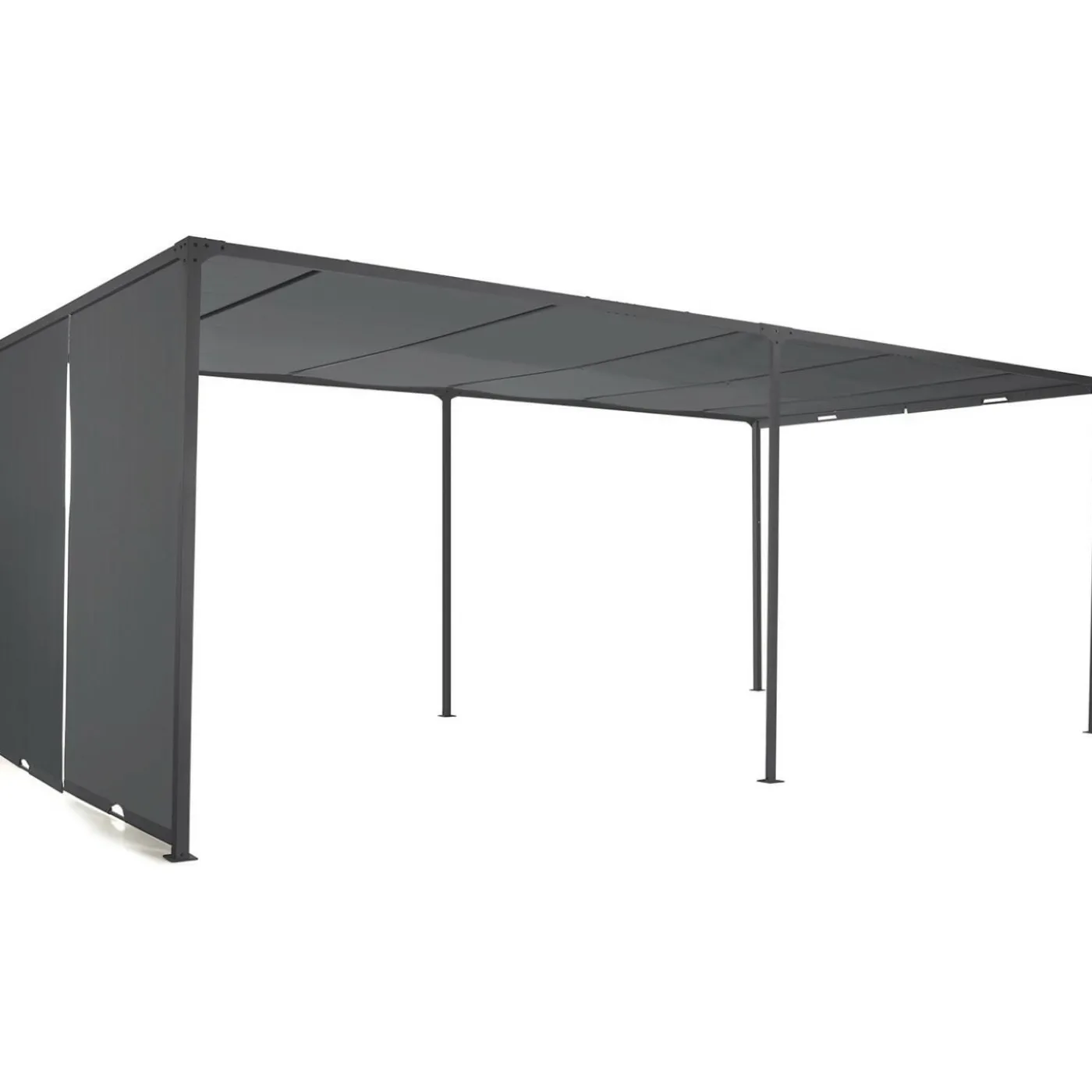 Pergola avec rideaux coulissants gris anthracite 3x6m