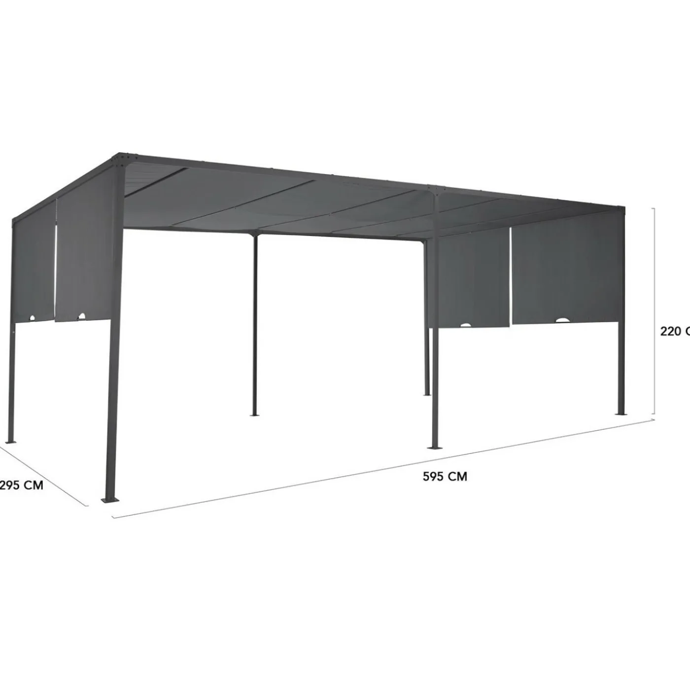 Pergola avec rideaux coulissants gris anthracite 3x6m