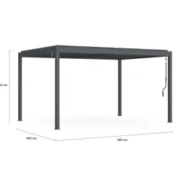 Pergola bioclimatique 3x4 M lames orientables aluminium gris anthracite