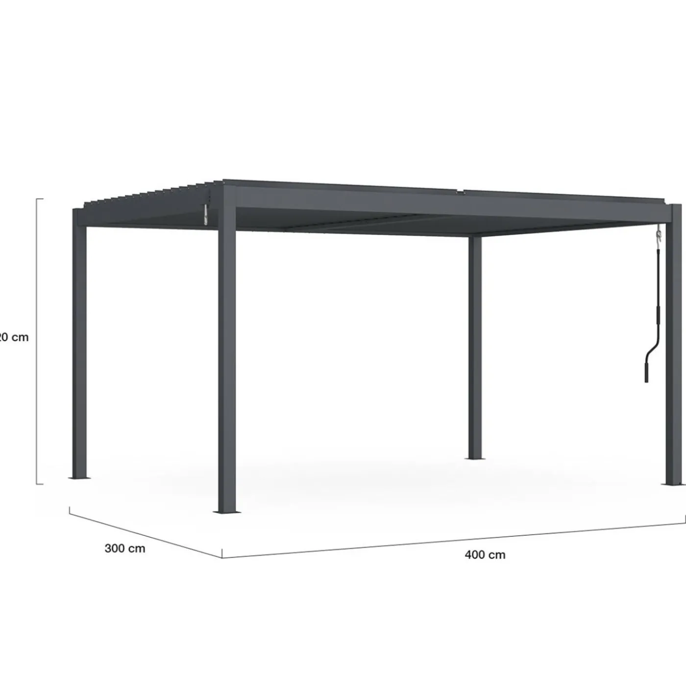 Pergola bioclimatique 3x4 M lames orientables aluminium gris anthracite