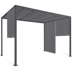 Pergola coulissante gris anthracite 2 pans 3x3 M