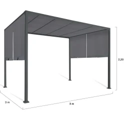 Pergola coulissante gris anthracite 2 pans 3x3 M