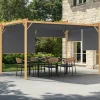 Pergola effet bois 3x4 M toit rétractable et 4 stores gris anthracite
