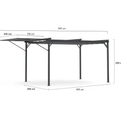 Pergola gris anthracite 3x4M avec auvent et toit réglable