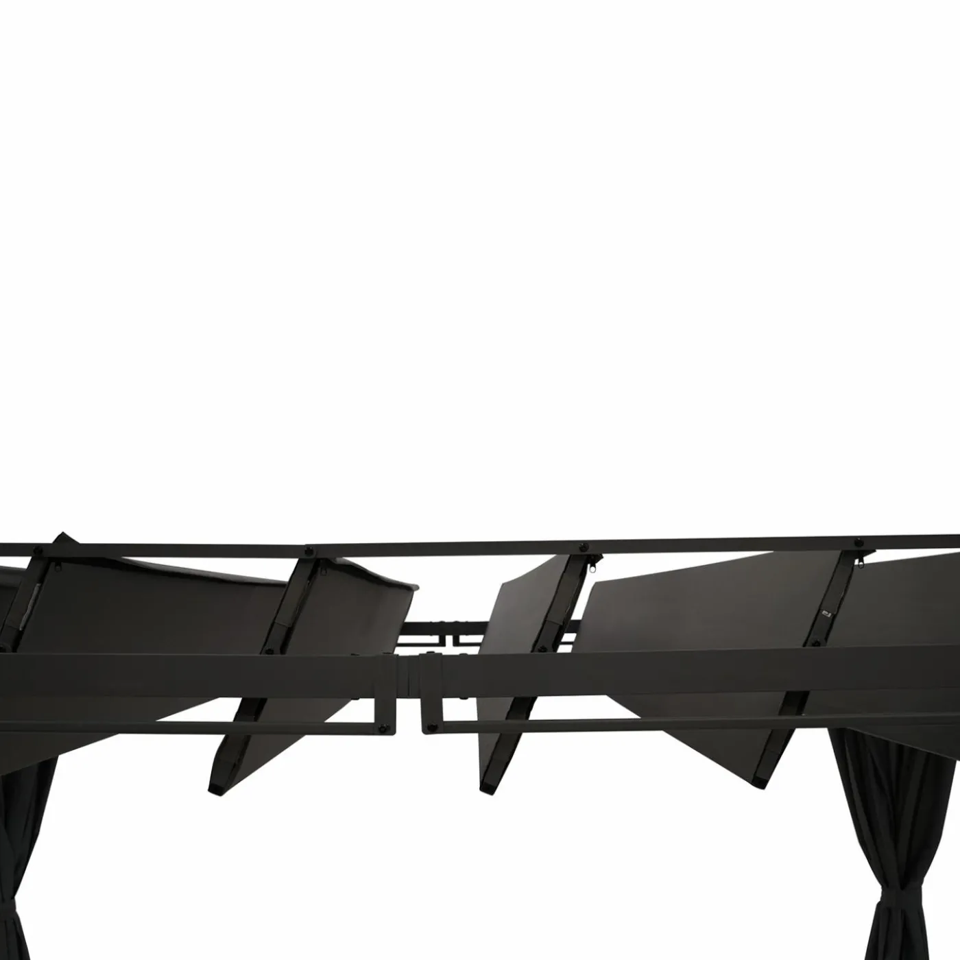 Pergola lames orientables avec 4 rideaux gris 3x4 M