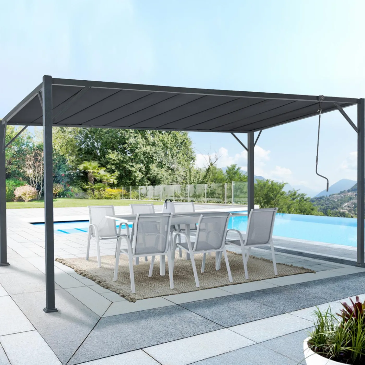 Pergola lames orientables gris anthracite