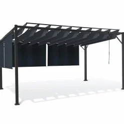 Pergola lames orientables et stores gris anthracite
