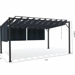 Pergola lames orientables et stores gris anthracite