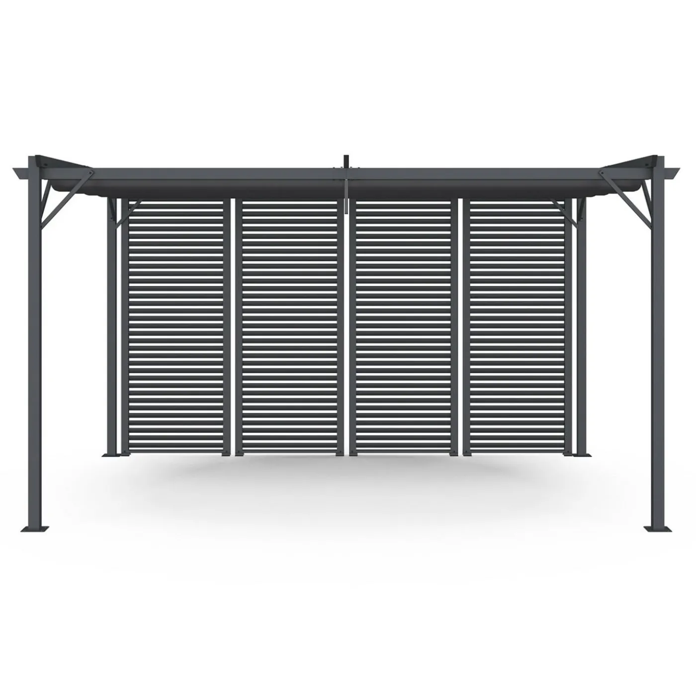 Pergola persienne 3x4M gris anthracite avec toit rétractable et 4 pans modulables