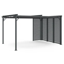 Pergola persienne 3x4M gris anthracite avec toit rétractable et 4 pans modulables