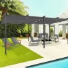 Pergola rétractable gris 6 pieds en acier 3x6 m et toile polyester