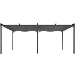 Pergola rétractable gris 6 pieds en acier 3x6 m et toile polyester