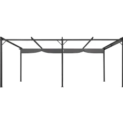 Pergola rétractable gris 6 pieds en acier 3x6 m et toile polyester