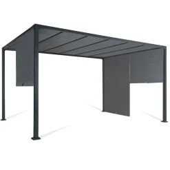 Pergola toile coulissante en métal gris