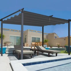 Pergola toit rétractable gris 3x4 M
