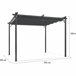 Pergola toit rétractable gris 3x4 M
