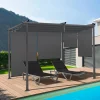 Pergola toit rétractable gris et stores enrouleurs