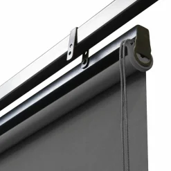 Pergola toit rétractable gris et stores enrouleurs