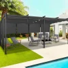 Pergola toit rétractable 3x6m gris anthracite et stores enrouleurs
