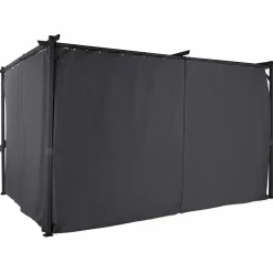 Pergola toit rétractable 3x4m gris avec 4 rideaux
