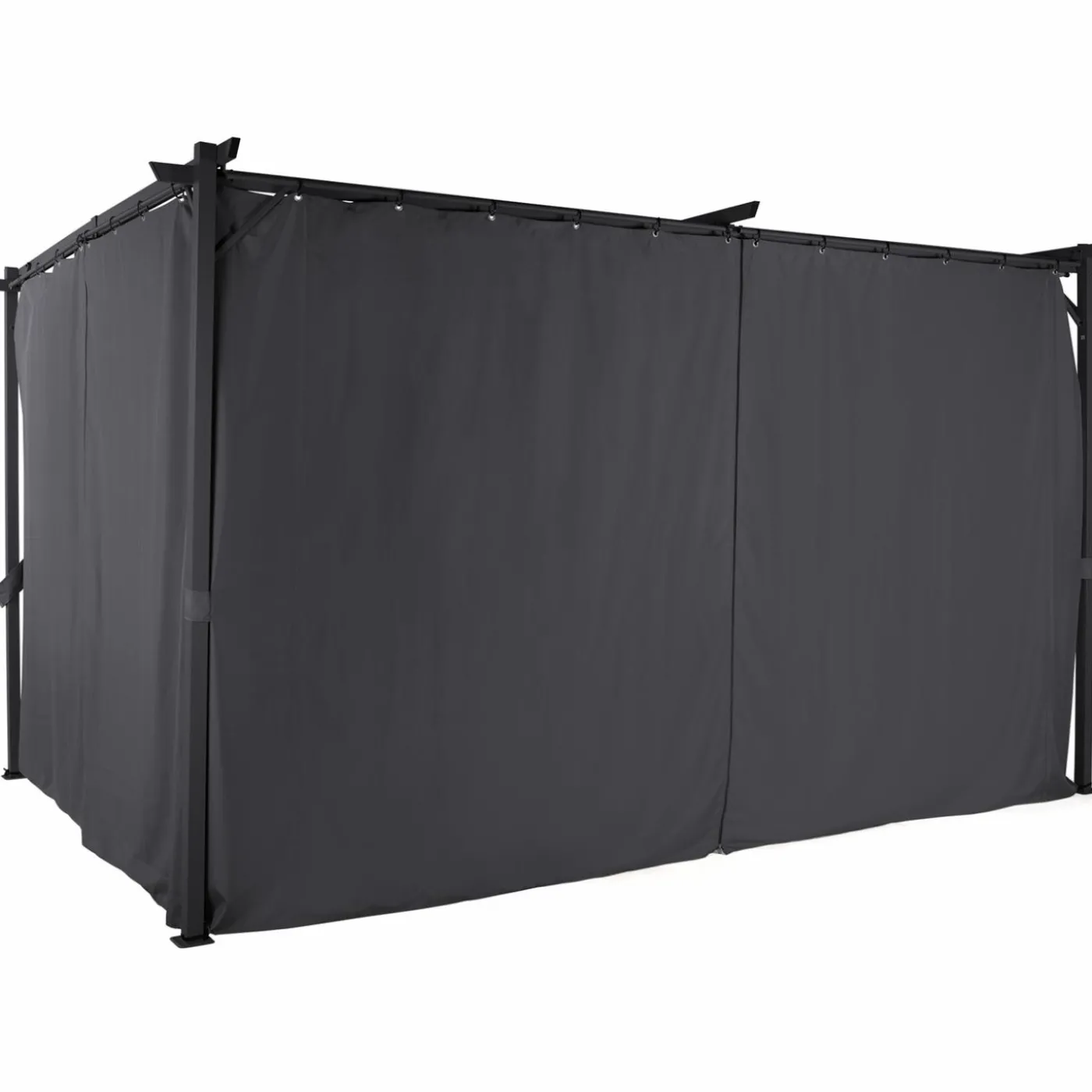 Pergola toit rétractable 3x4m gris avec 4 rideaux