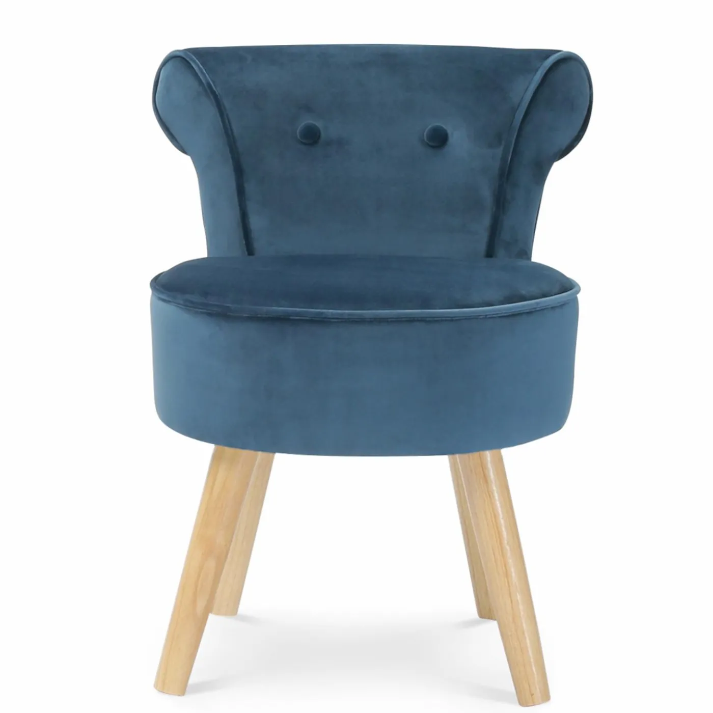 Petit fauteuil crapaud bleu en velours