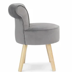 Petit fauteuil crapaud gris en velours