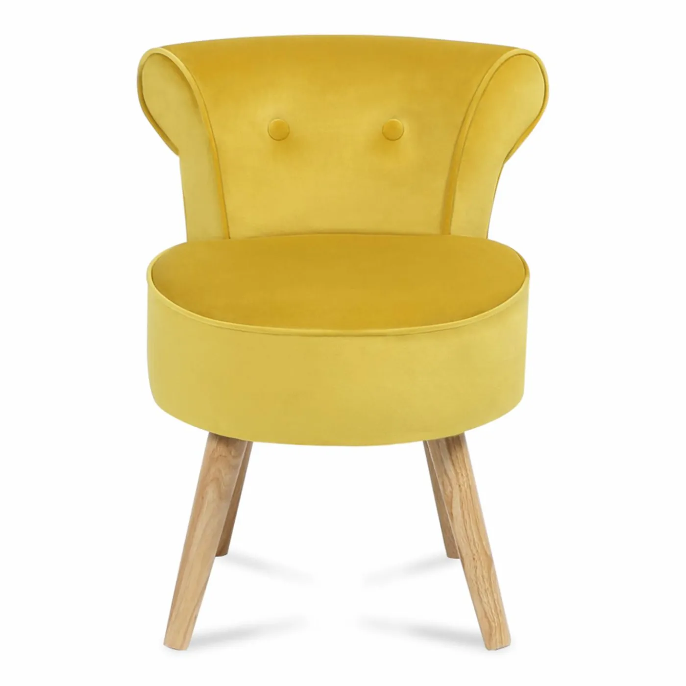 Petit fauteuil crapaud jaune en velours