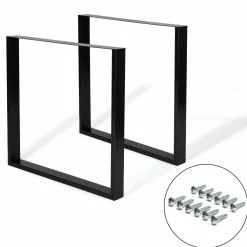 Pieds de table carrés en métal noir design industriel