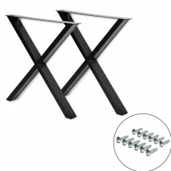 Pieds de table en X en métal noir