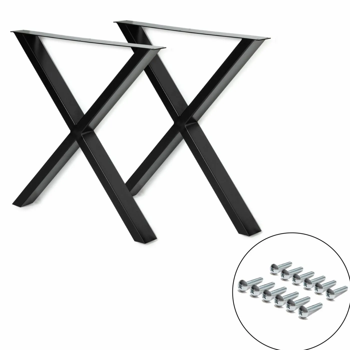Pieds de table en X en métal noir