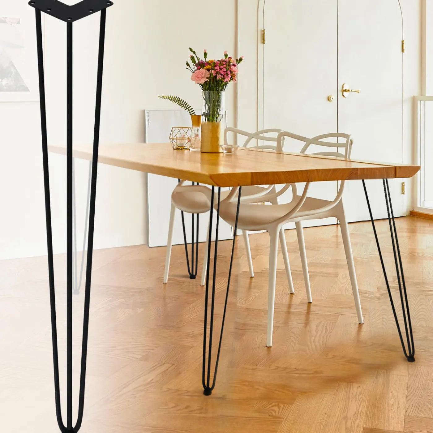 Pieds de table épingle hauteur 71 cm