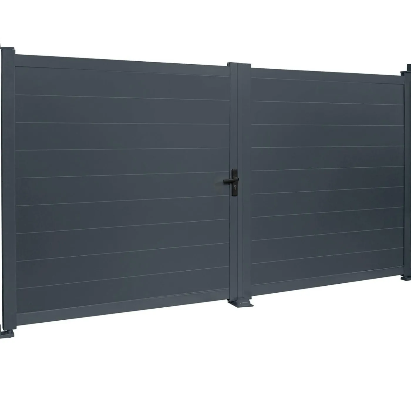 Portail battant 302x160 cm en aluminium gris anthracite
