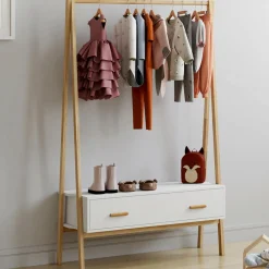 Portant enfant tipi avec 1 porte blanc et bois 130 cm