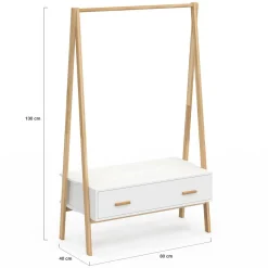 Portant enfant tipi avec 1 porte blanc et bois 130 cm