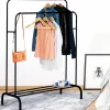 Portant vêtements double en métal noir avec étagère à chaussures