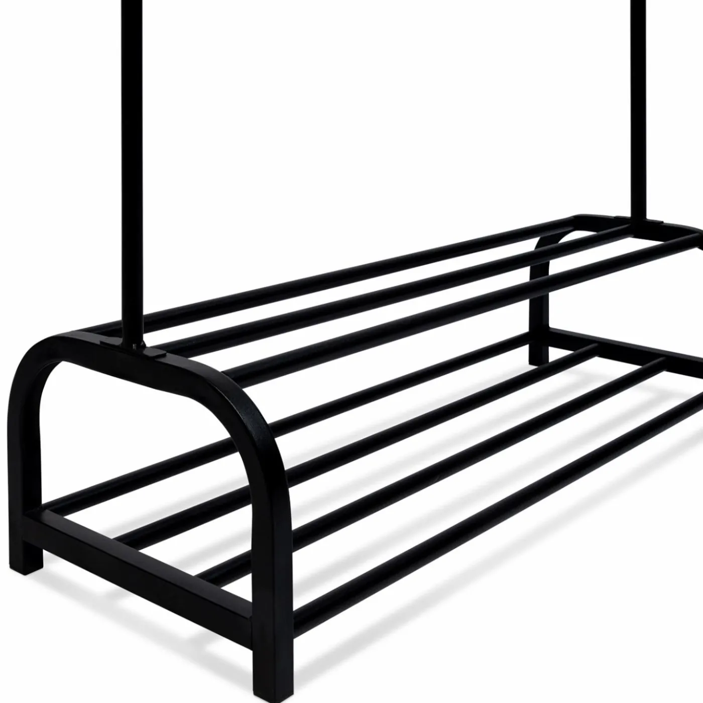 Portant vêtements en métal noir avec étagères à chaussures