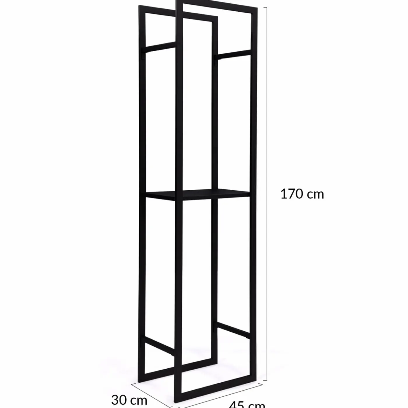Porte bûches vertical intérieur 170 cm en métal noir