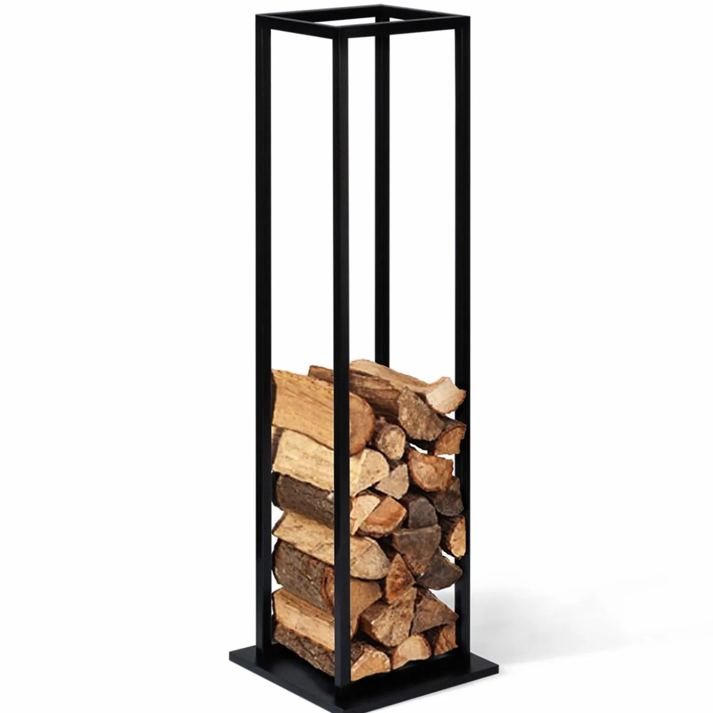 Porte bûches vertical intérieur 112 CM en métal noir