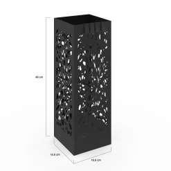 Porte parapluie carré en acier noir 45 cm